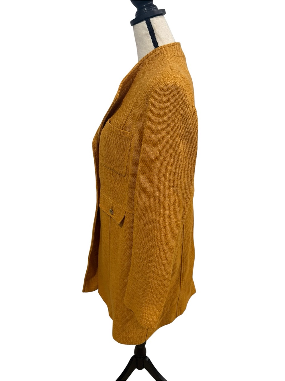 Chico’s Mustard Yellow Tailored Button Front Coat - Picture 8 of 16